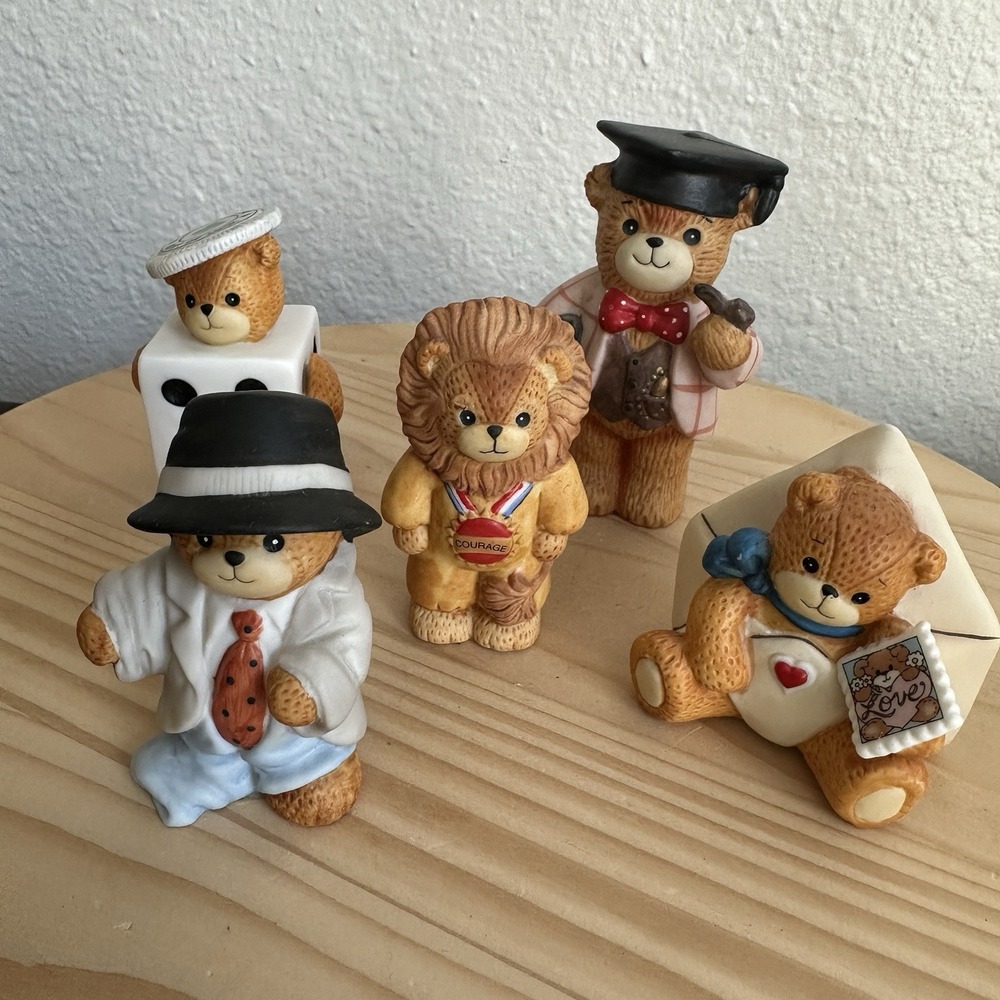 Enesco Lucy And Me Lucy Rigg Bear Porcelain‎ 5 Inch Courage Love Luck 5 Item Lot